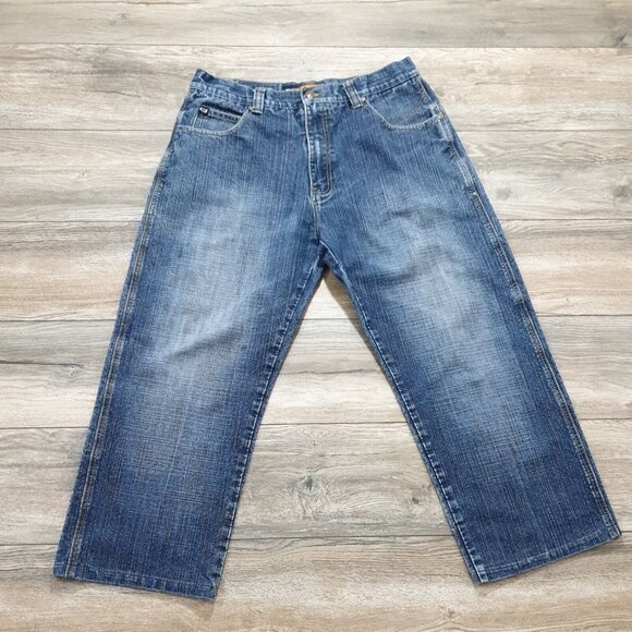 CJ Mens Jeans 36 Waist (ALTERED To 26 Inseam) Denim Medium Wash Wide Leg Blue - Picture 1 of 11